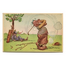 HUMORISTICA EL GOLF ANTIGUA TARJETA POSTAL